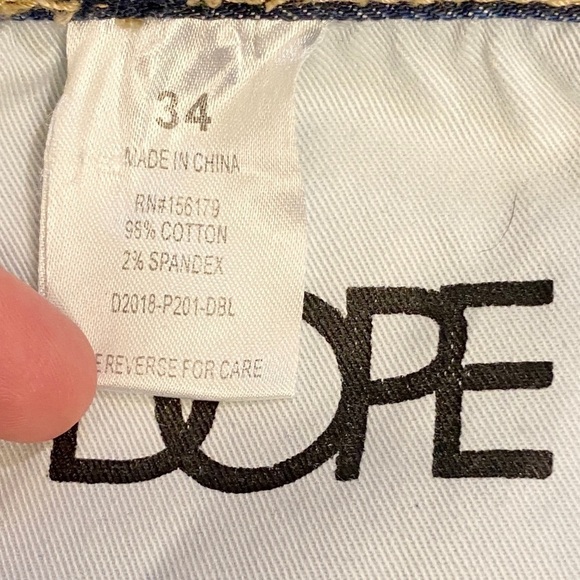 DOPE 34x32 Weir Moto Stretch Jeans Mens Distressed Patched Button Fly D2018P201 - Picture 8 of 12